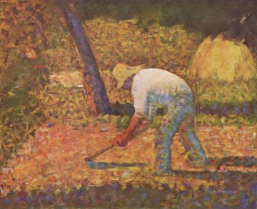 ジョルジュ・スーラ Painting - 鍬を持つ農民 1882
